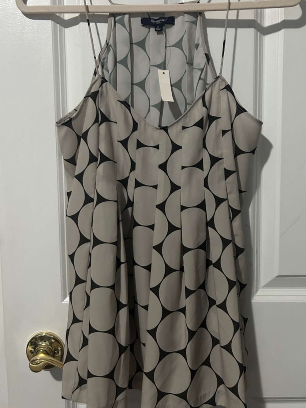 Madewell Silk Geo Circle Shirt  in Beige and Black